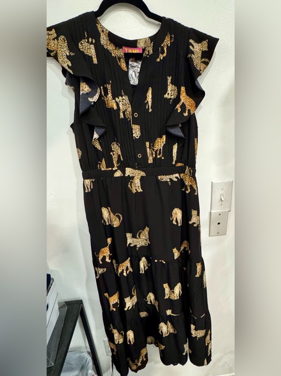 THML Dresses & Skirts - THML Black Maxi Dress with Gold Leopard Print